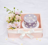 Mini Cake And Flower Box Sets, Purple On A White Background